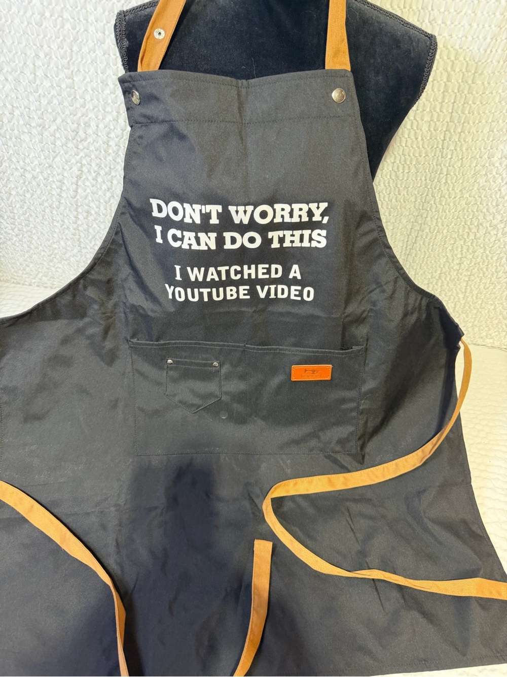 Black Apron with Tan Trim - 'Don't Worry, I Can Do This'
